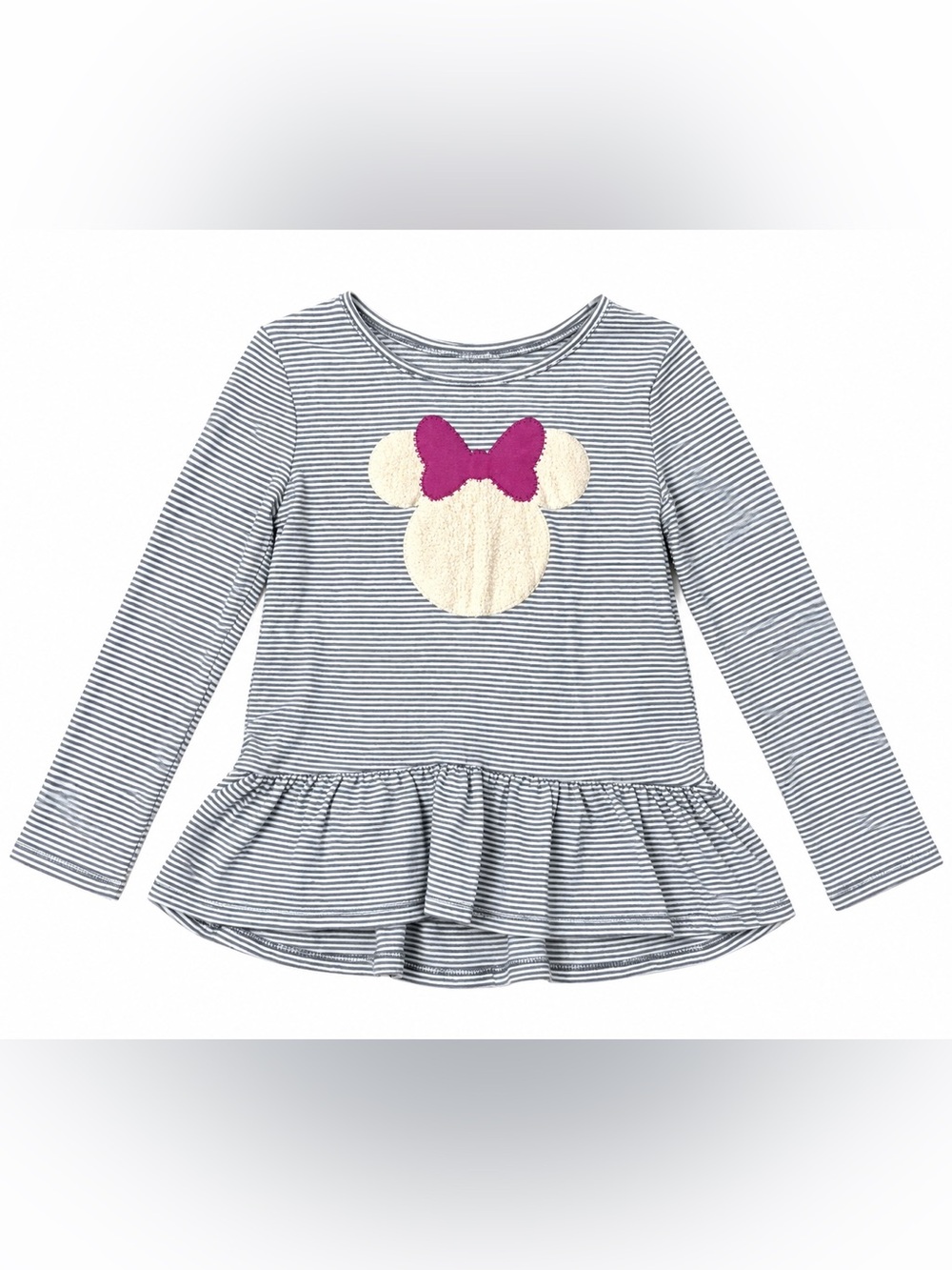 Disney Jumping Beans Girls Minnie Mouse Striped Peplum Long Sleeve Top Size 6